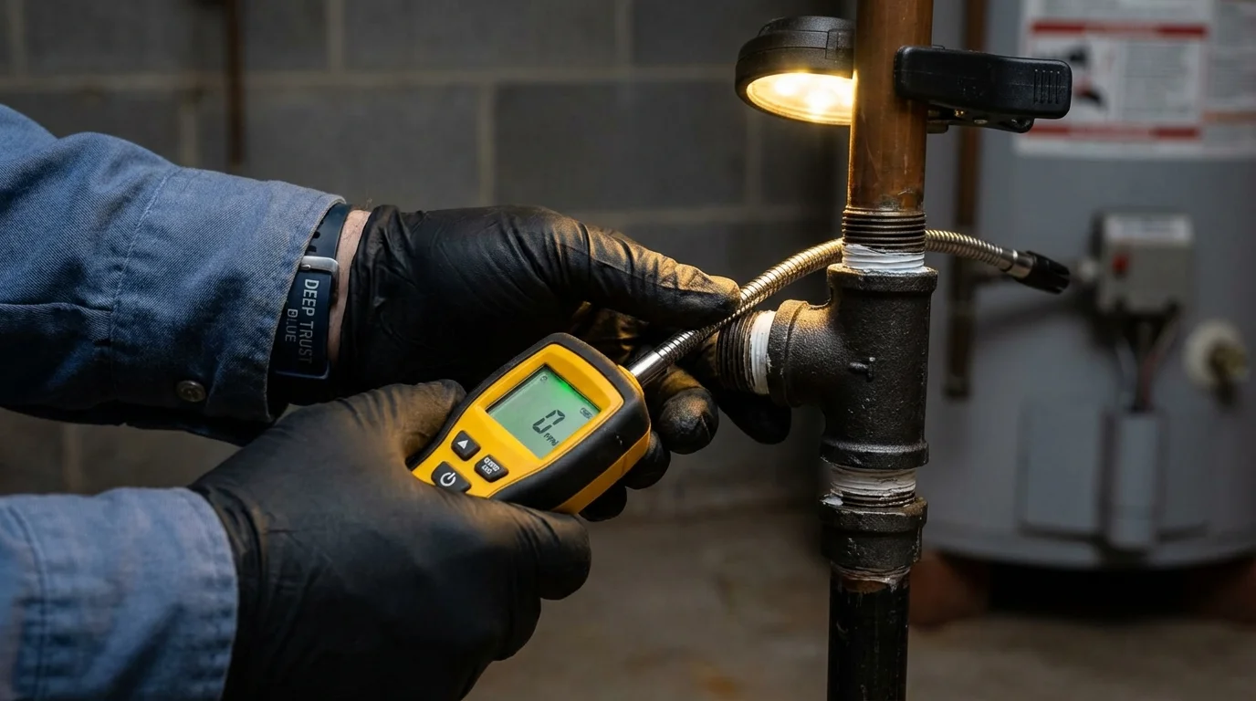 Gas leak detection with electronic sniffer by Johns Plumbing LLC in Tenino