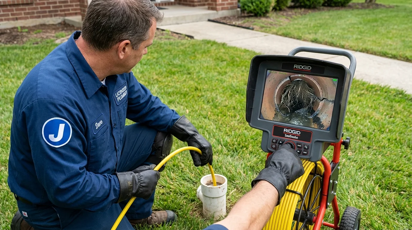 Sewer camera inspection being performed by Johns Plumbing LLC in Tenino